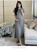Korean Style Maternity Knit Dress - Plus Size Polo Collar, Loose Fit (2026 Collection)