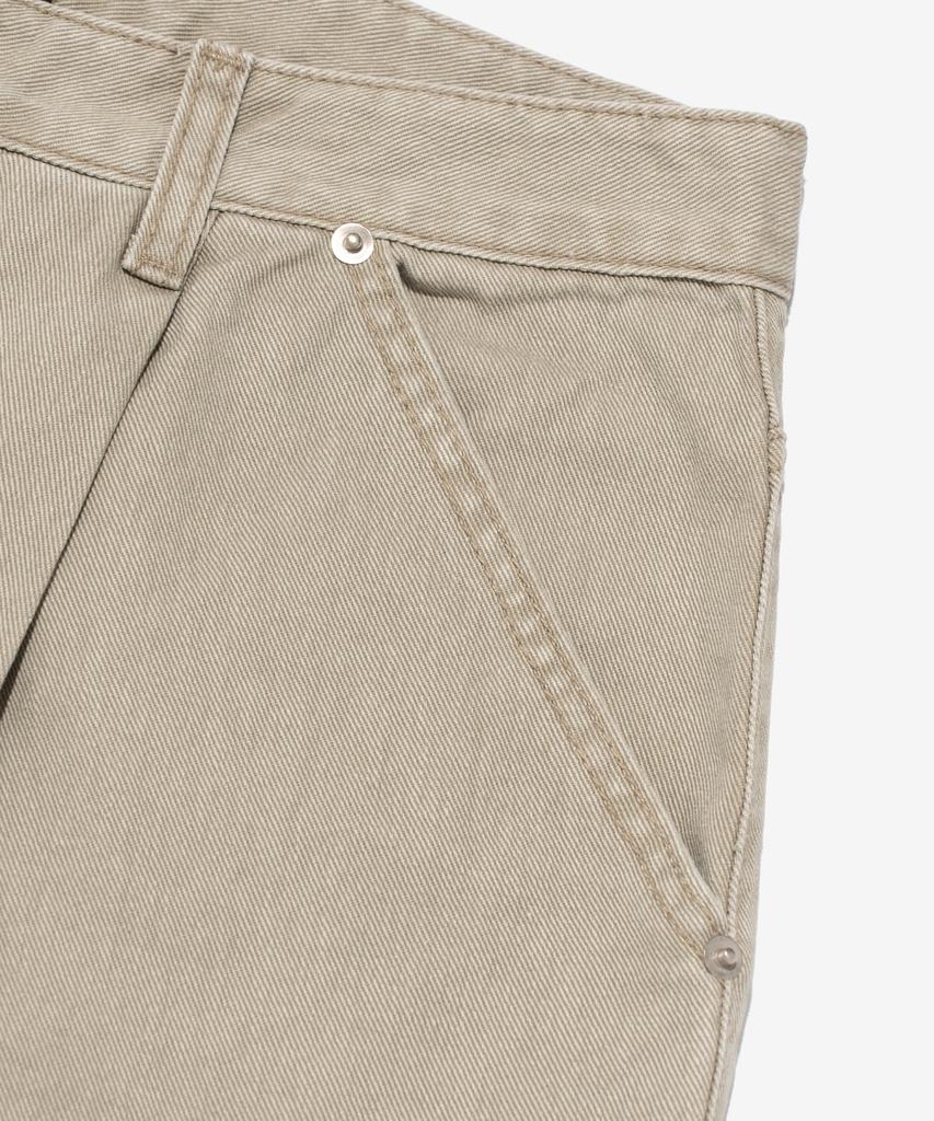 CARGOBROS Cotton Wide Curved Half Denim Pants (Beige)
