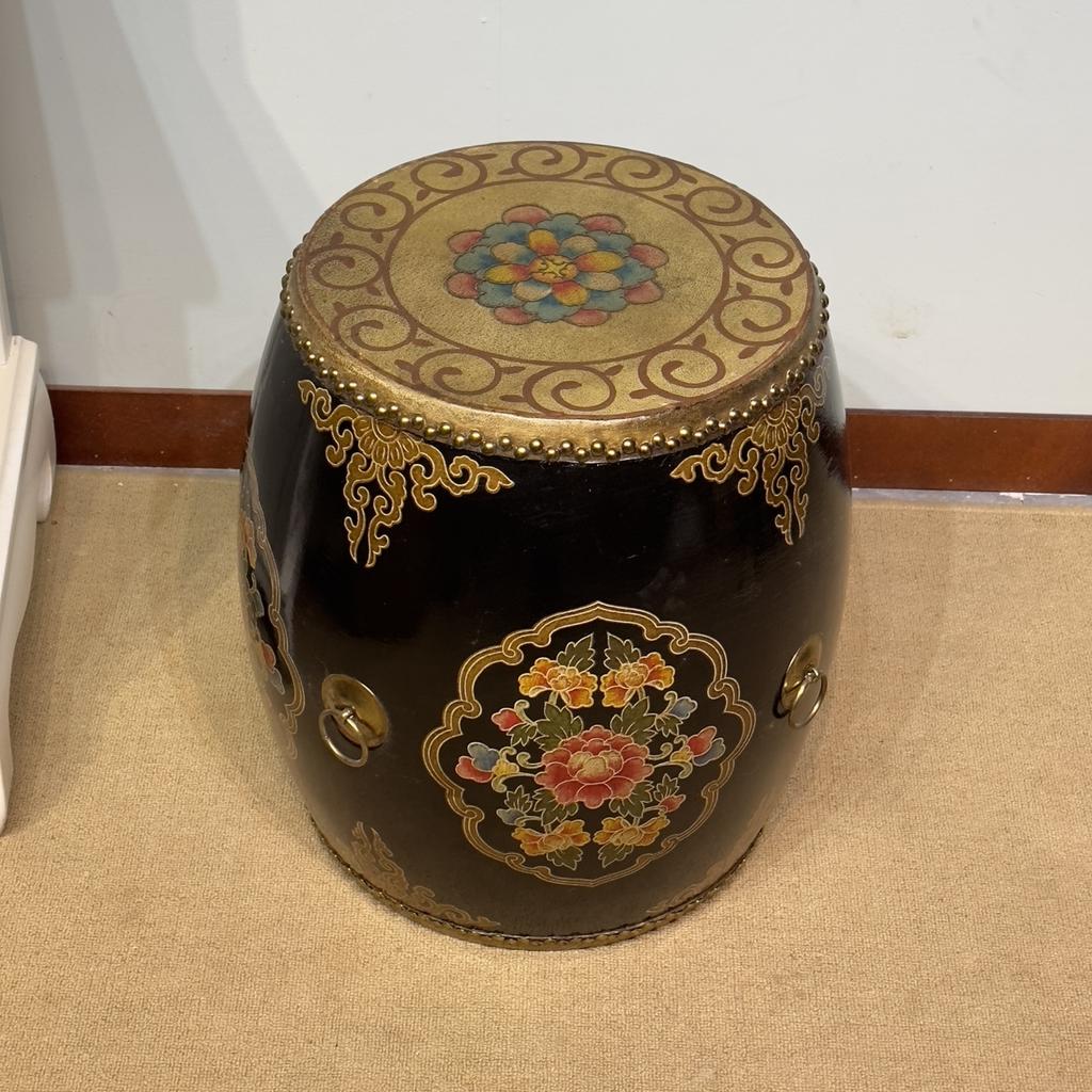 New Chinese Style Distressed Drum Stool, Solid Wood Tea Table & Accent Seat for Living Dining Room, Creative Home Decor Ottoman