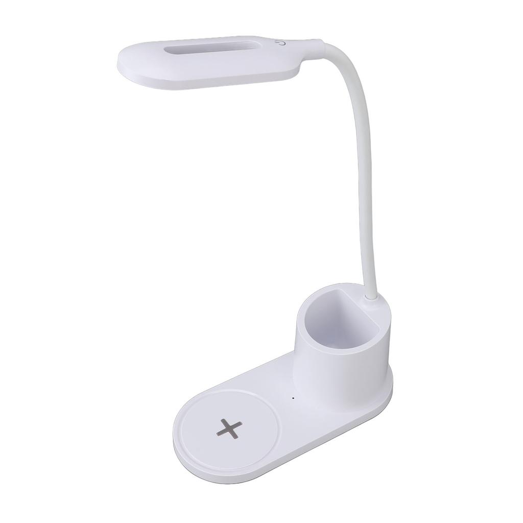 LED Desk Lamp Touch Control Flexible Arm Small Table Light with Wireless Charger Pen Holder for
