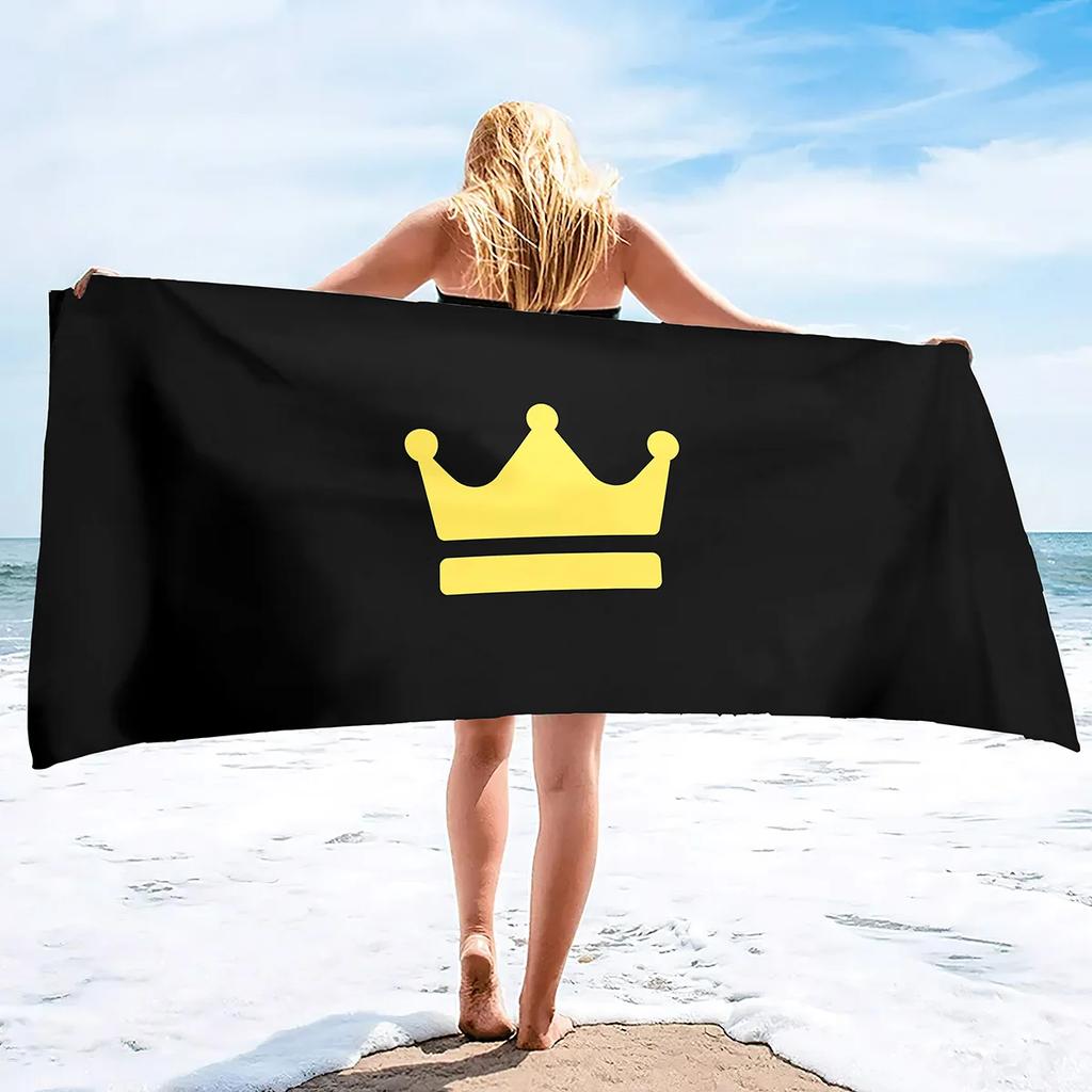 Strandtücher für Erwachsene Kronen-Print Leichtgewichtig Sandfrei Superweich Schnelltrocknend Schwimmtücher für den Schwimmsport Strand Fitnessstudio