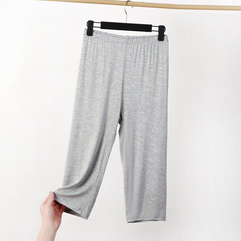 Frühling Sommer Damen Hohe Taille Dünn Modal 8XL Elastischer Bund Einfarbig Sieben Punkte Hausanzug Hose