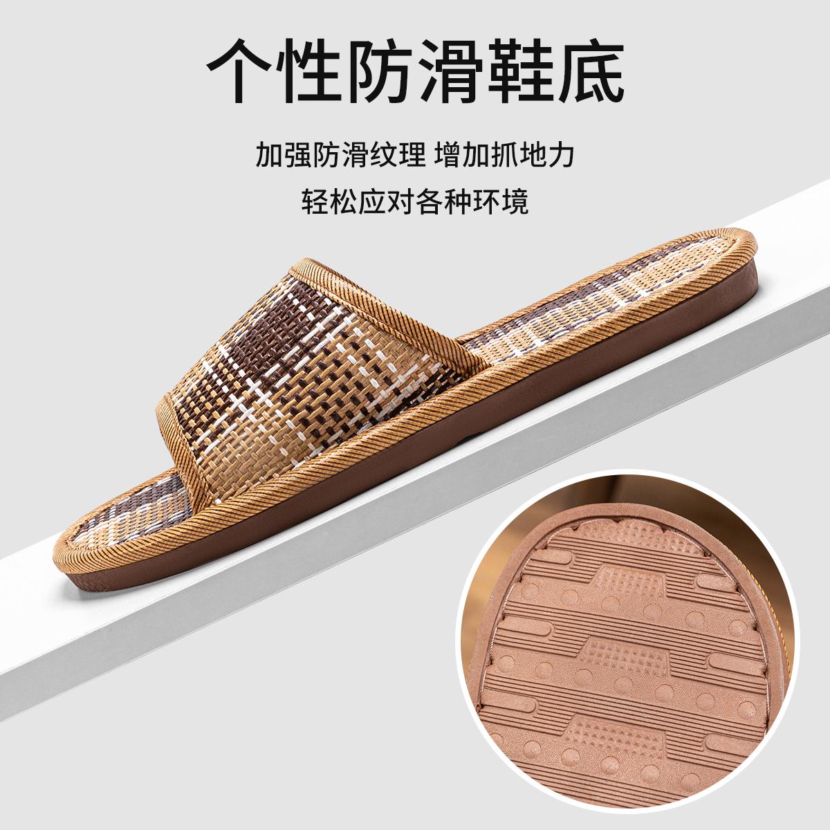 Льняные тапочки мужские весна осень домашние шлепанцы толстая платформа мягкая подошва — фото 5