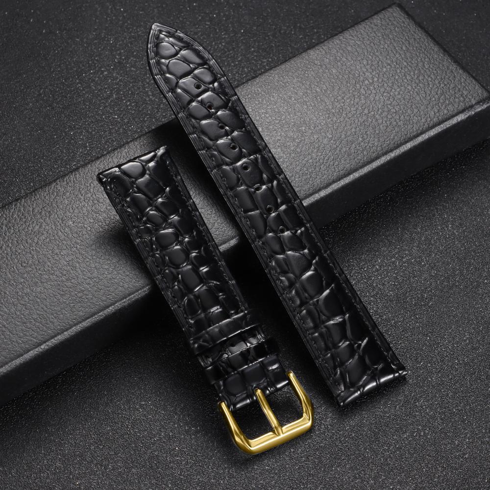 Crocodile Pattern Design Leather Watchband 12/14/16/17/18/19/20/21/22/24mm Soft Watch Straps Men Women Casual Business Wristband