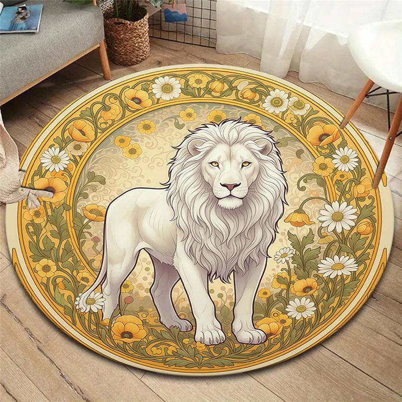 

Oil paintings animals Round Area Rug,Carpet Rug for Living Room Bedroom Sofa Playroom Decor,Non-slip Floor Mat 80cmx80cm