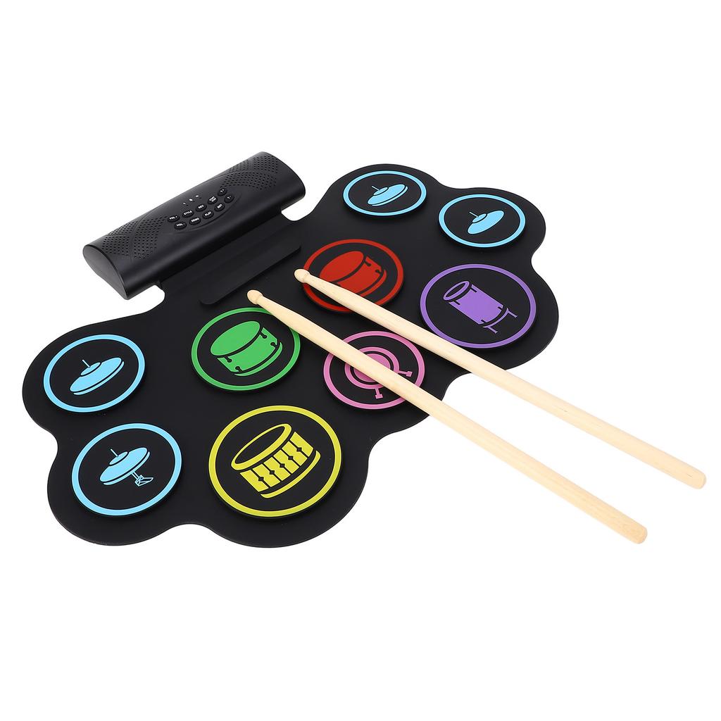 9 Pads Electronic Drum Set Educational Rechargeable Built in Speaker Headphone Bluetooth USB MIDI Ro