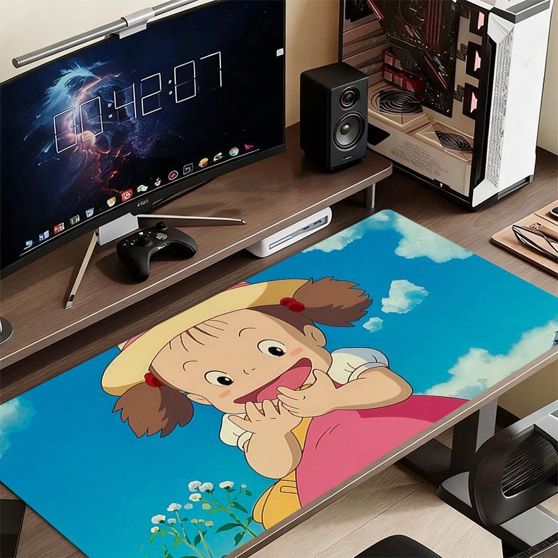 Mei Kusakabe Cartoon Mouse Pad, Large Gaming Desk Mat, Non-slip XXL Mousepad for Laptop & Tablet, Mini PC Playmat with Stitched Edges