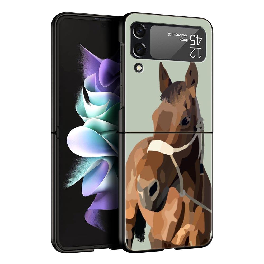 Galloping Horse Girl Drawing Case for Samsung Z Flip 3 4 5 Folding Mobile Shell For Samsung Z Flip3 Flip4 Flip5 PC Hard Cover
