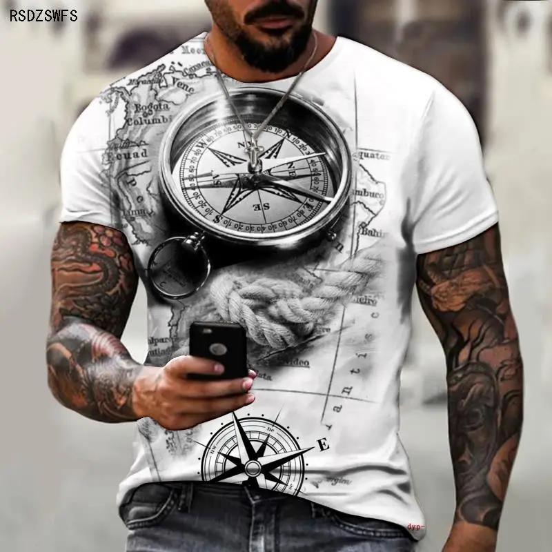 Brand Summer Retro 3d Printing Gray Pointer Men's T-shirt Cool Fashion Short Sleeve Streetwear Tee