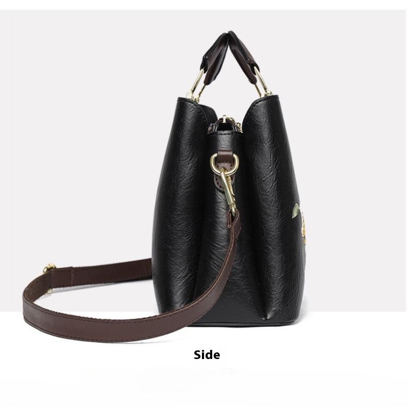 Bags Women's Fashion Handbags Large Capacity Embroidered Middle-aged Bags Ladies Crossbody Shoulder Bags