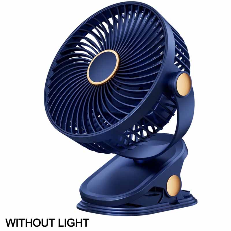 USB Car Fan Portable Small Desk Fan LED Night Light with Clip Fan 360 Rotate Speeds Desk Fan Outdoor Camping Fan Car Accessories