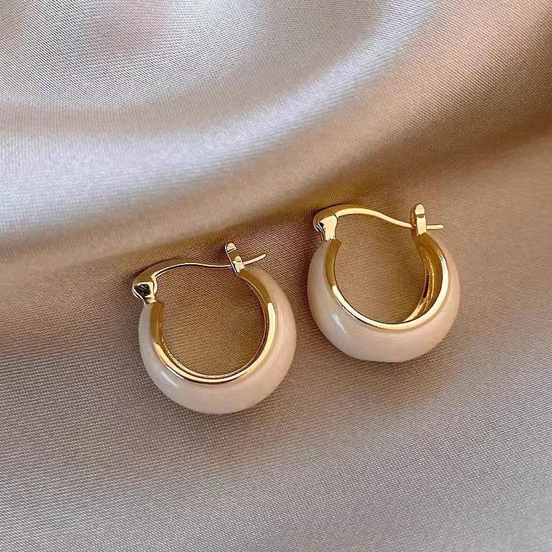 Autumn And Winter Light Luxury Vintage Brown Acrylic Geometric Hoop Earrings For Women Fashion Elegant Jewelry Party Gifts