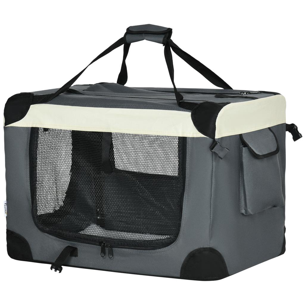 60cm Foldable Pet Carrier, with Cushion, for Miniature Dogs and Cats - Grey