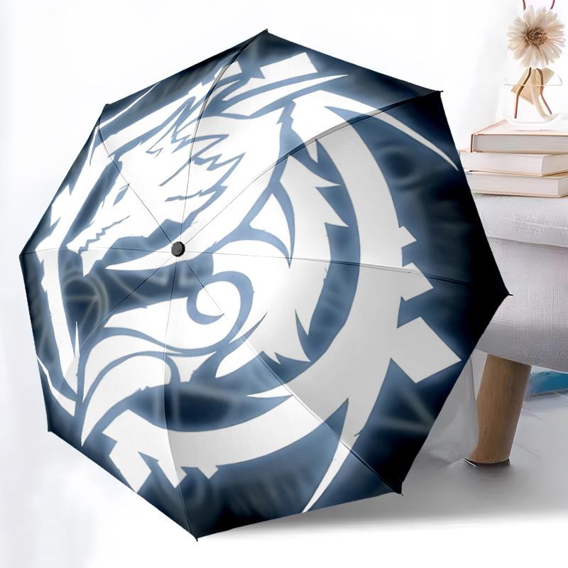 

1pc Dragon Emblem Automatic Folding Umbrella Durable Iron Frame,All Seasons Home Travel Outdoor Multifunctional Umbrella yy251115112