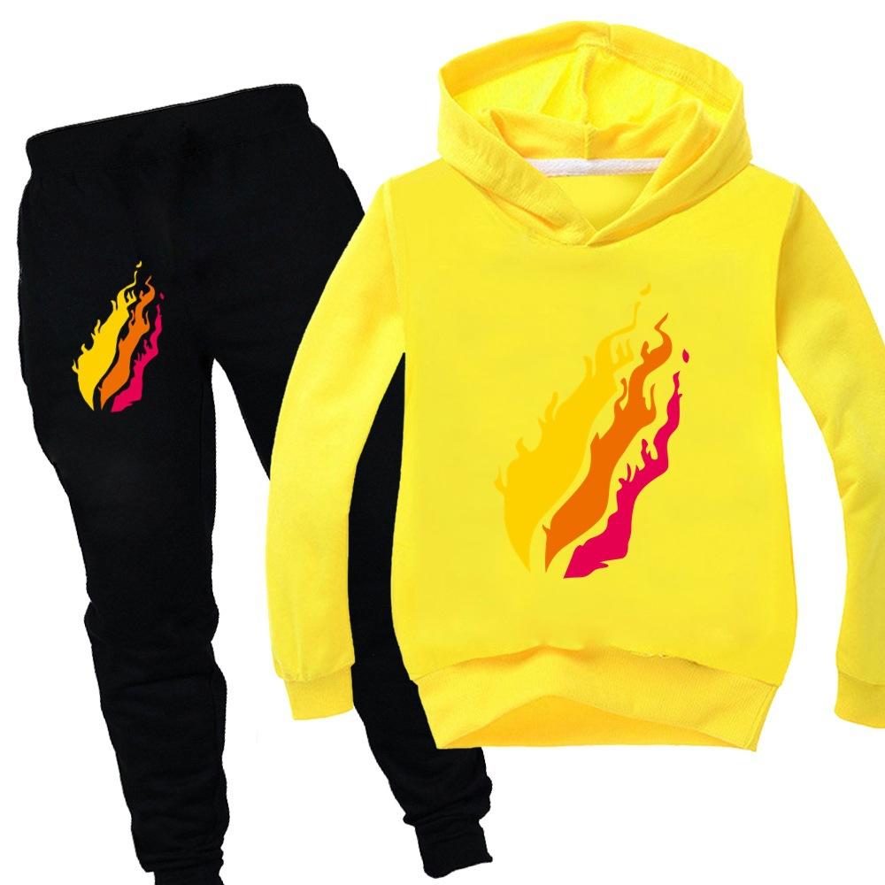 Casual Comfortable Boys' Printed Hooded Suit Sweater Fashionable Loose Clothing Sets Boys