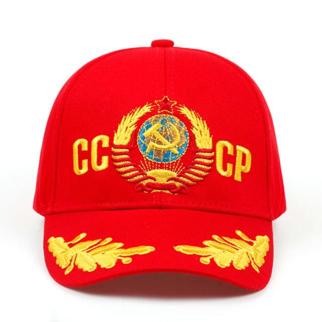 CCCP USSR National Emblem Style Baseball Cap Unisex Black Red Cotton Snapback Cap with Embroidery High Quality Hats Garros
