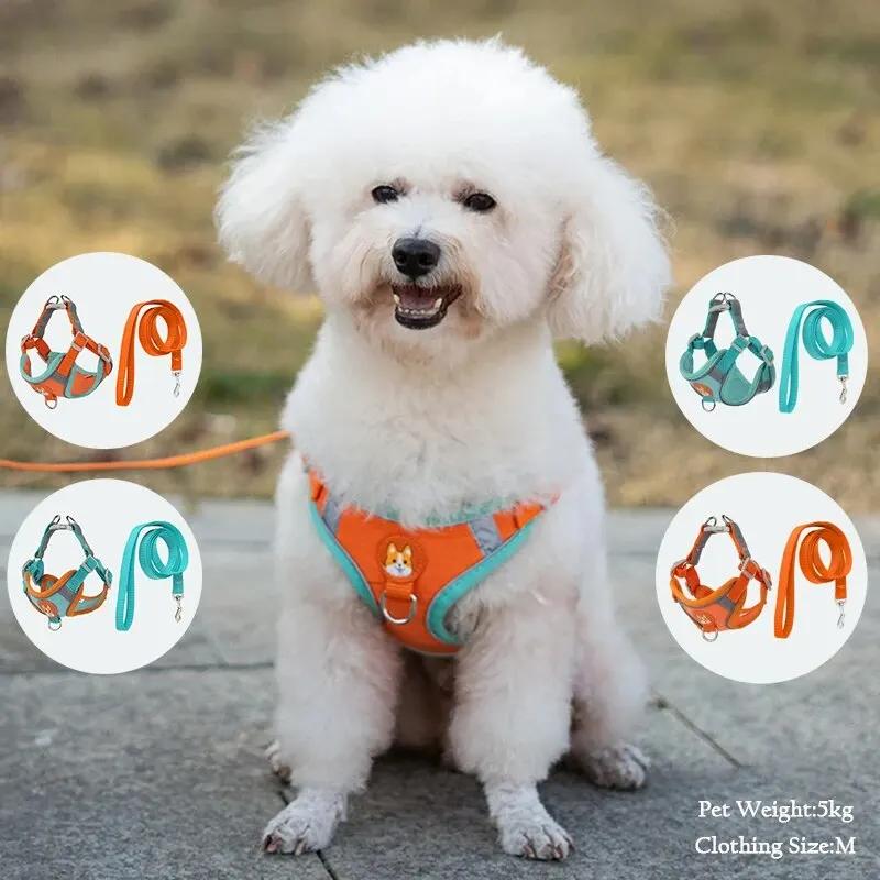 

Booteely Pet замшевый нагрудный ремень жилет для собак и кошек светоотражающий поводок выдвижной для небольшого света и удобный M 3-6kg