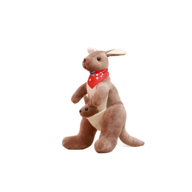 Pluche kangoeroe moeder en kind met zachte kristalvulling, ideaal als cadeau voor kinderen.