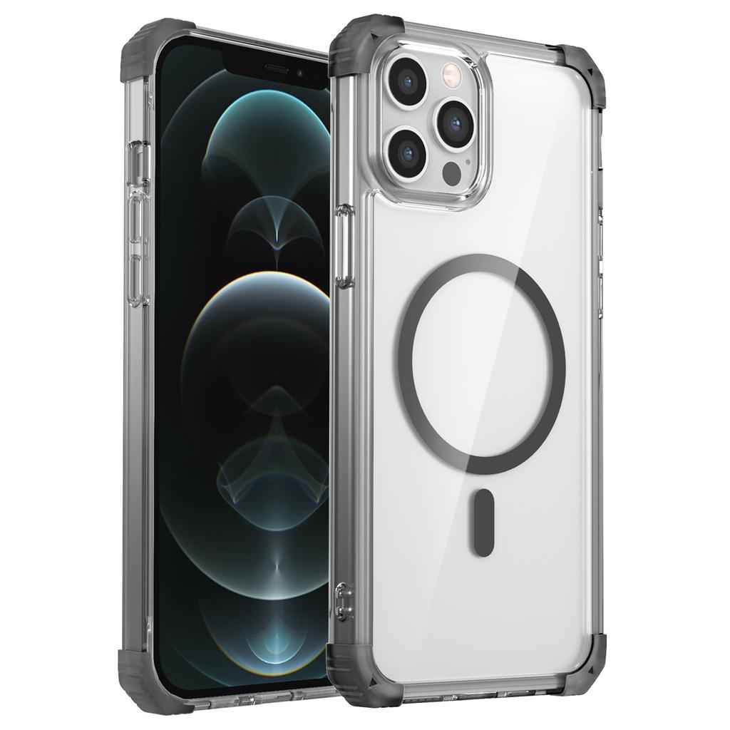 For iPhone 12 Pro Max Case Anti-Yellow TPU+PC Crystal Clear Phone Shell Compatible with Magsafe