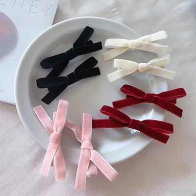 2 Stücke Koreanischen Stil Einfarbig Vintage Samt Bogen Haar Clip Nette Haarnadel Seite Clip Mädchen Süße Coole Haarspangen Haar Zubehör
