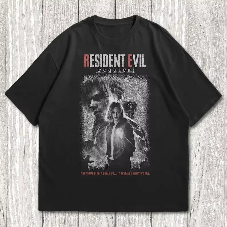 

2026 Жители Зла 9 Реквием Высококачественная Хлопковая Футболка Biohazard Requiem Хоррор Игра Футболка Леон Кеннеди Футболка Y2k Ins 4XL