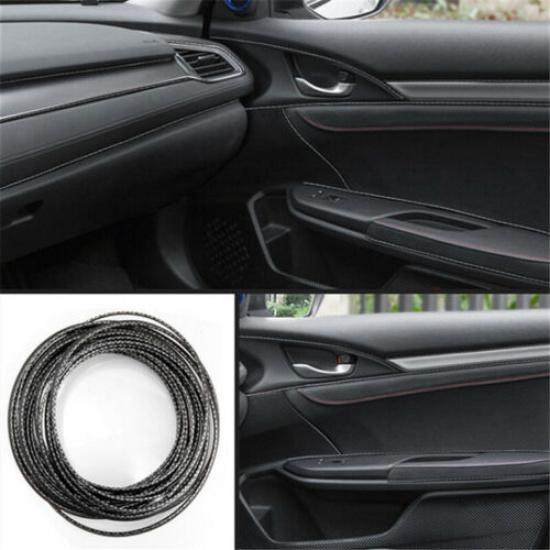 5m Carbon Fiber Style Car Interior Door Gap Panel Edge Moulding ert Strip SU