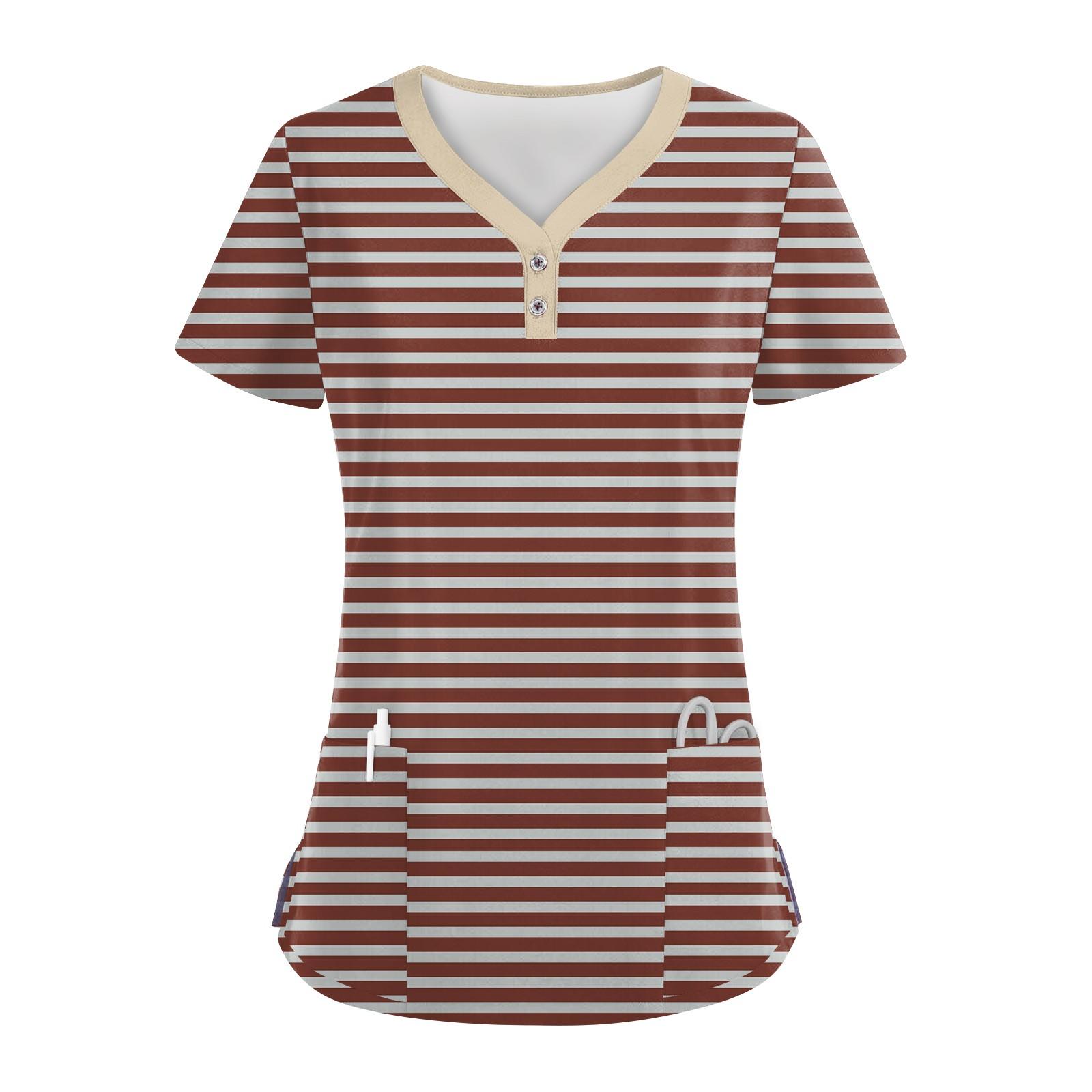 

Женские модные повседневные топы с V-образным вырезом и полосатым принтом, топы для кормящих мам, топы-халаты для женщин, 2 кармана L коричневый