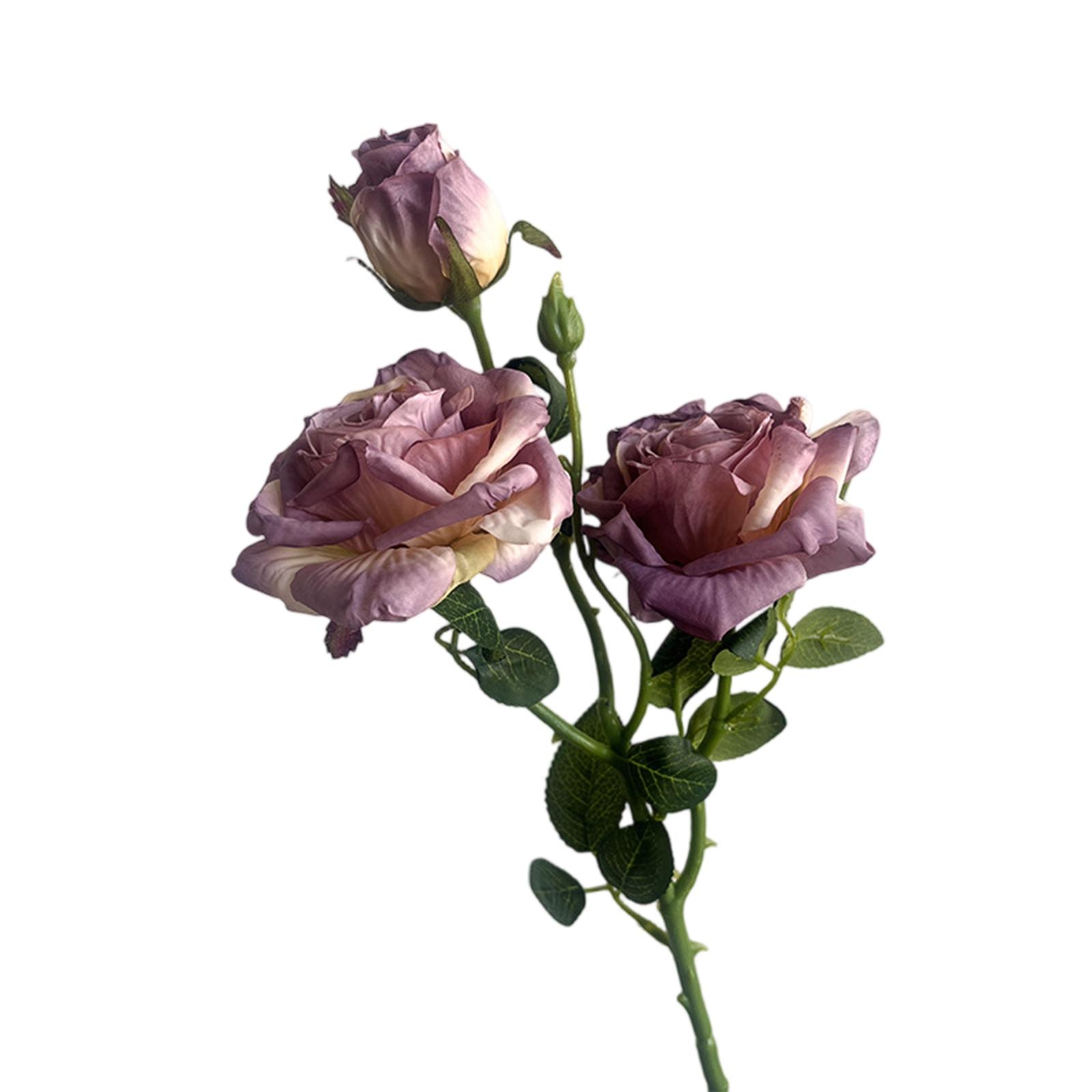 

Artificial Rose Stem, 24 Inch, Silk Flowers With 3 Blooms, Premium Polyester Material, Wedding And Event Decor, Indoor Use, No Maintenance Required One Size фиолетовый