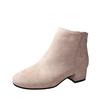 Ankle Boots Women Autumn New Square Head Suede Thick Heel Single Boots Low Barrel Mid Heel Side Zipper Solid Color Women Boots
