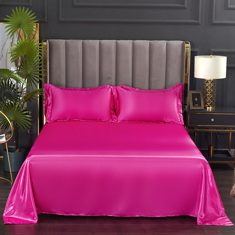 Bonenjoy 1 Stück Bettlaken für Sommer Eis Kühl Stoff Spannbettlaken Satin Glatt Flaches Bettlaken für Doppelbettwäsche (kein Kissenbezug)