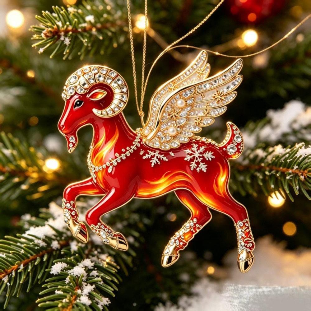Acrylic Car Goat Pendant New Year Car Rearview Mirror Keychain  Christmas Decor
