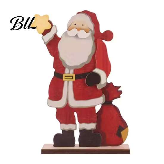 Retro Christmas Snowman Ornaments Nordic Ornaments, Wood Reindeer Santa Claus Figurine, Indoor Holiday Table Rustic Desktop Decoration for Home