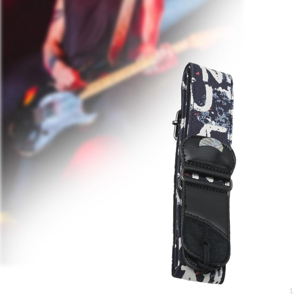 Acoustic Guitar Strap Adjustable Length with 2 Picks and Lanyard Breathable Shoulder