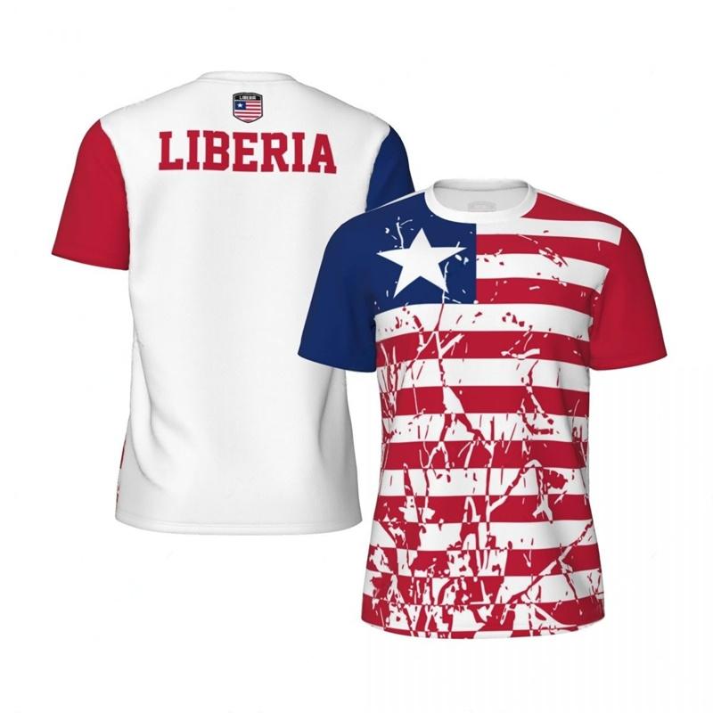 Liberia Flag Round Neck Summer T-shirt XXS белый