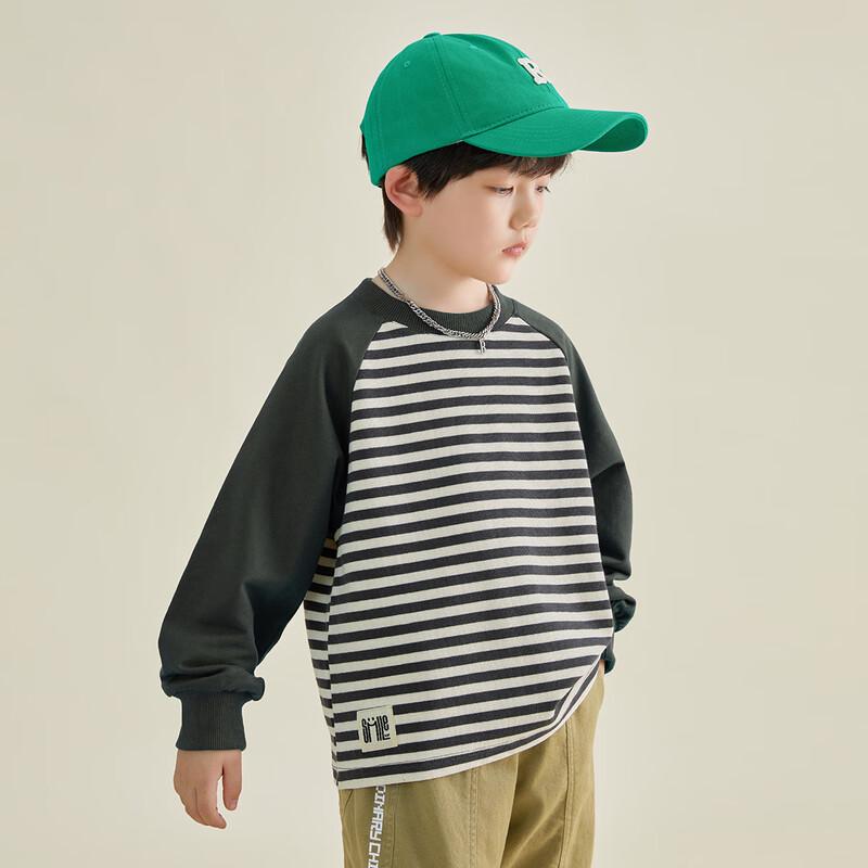 Duoduojia Boys  Waffle Patchwork Raglan Sweatshirt 110