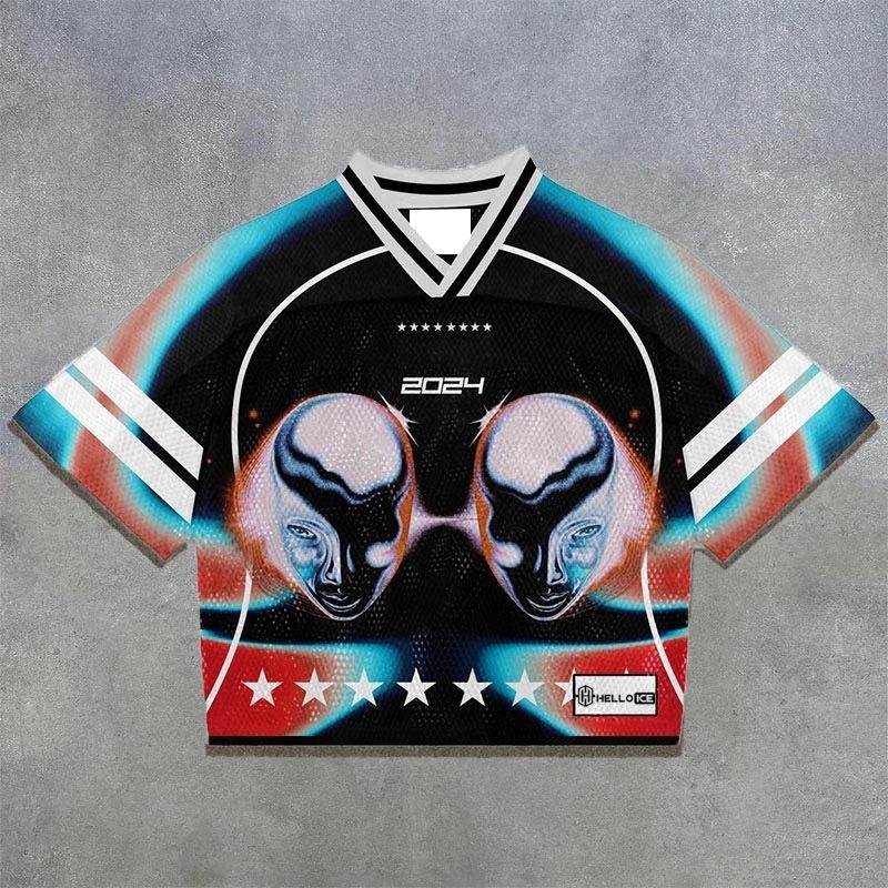 

Футболка Y2K American Harajuku Hip Hop Fashion Football Jersey Streetwear Vintage Casual Breathable Splicing Free Short Sleeve XL