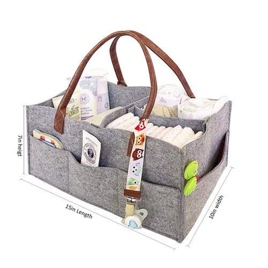 Fashion My Baby Diaper Caddy Organizer, Foldable Felt Storage Bag Portable Lightly