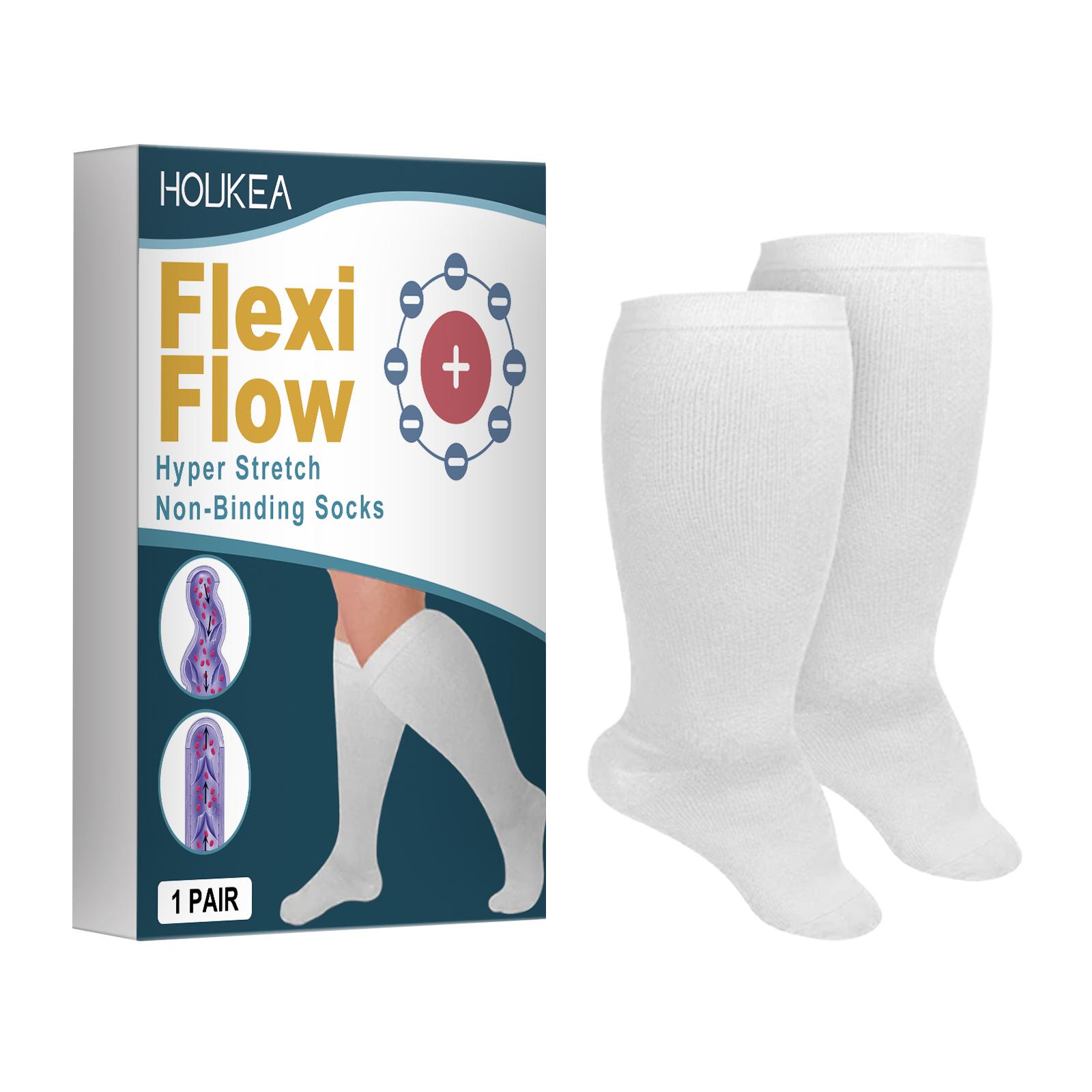 HOUKEA HKB05-A017-1-WH1 1 Pair Super Elastic Breathable Socks Relieve Leg Swelling Varicose Veins Care Socks A