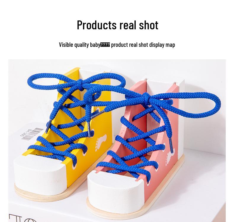 Montessori Wooden Lacing Shoe Toy for Kids