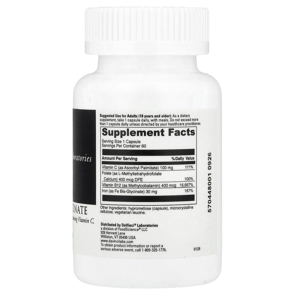 Iron Bis-Glycinate, 60 Capsules