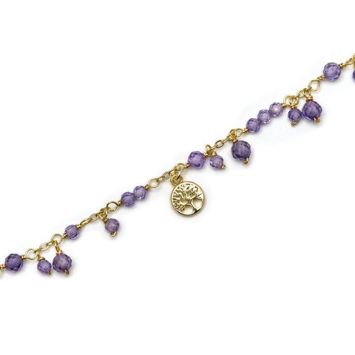 Bracelet - LUXENTER - Totez - Finition or 18 Carats - Cristal Violet - 16cm + 3cm D'extension