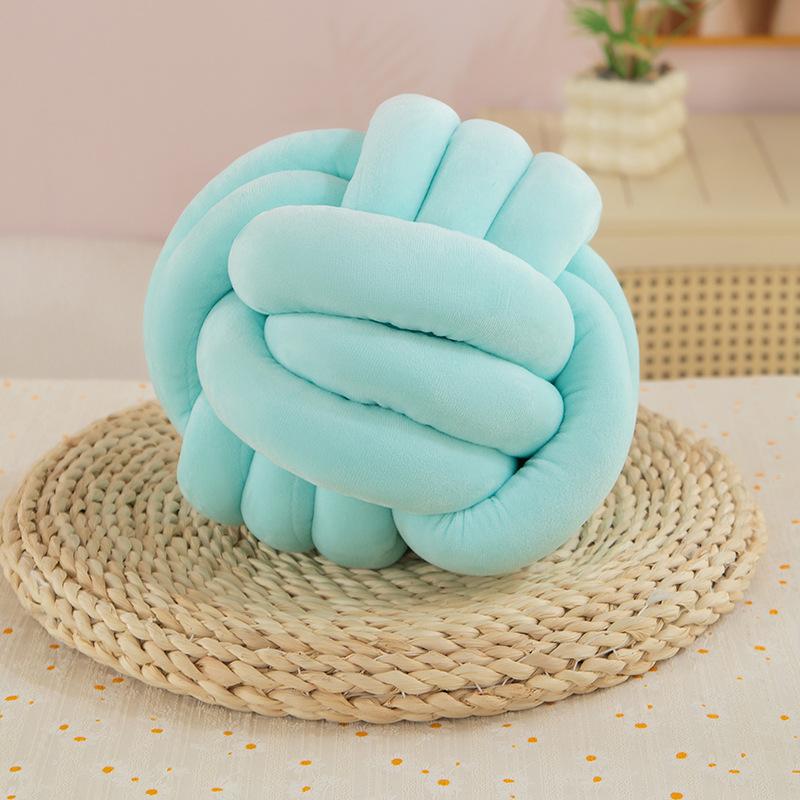 Nordic Hairball Pillow Three-strand Rope Knotted Ball Pillow Hand-woven Velvet Pillow Cushion Knot Bay Window Cushion