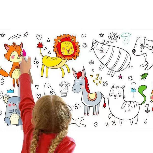 Extra Long Kids' Graffiti Coloring Scroll: Wall-Stickable Canvas for Girls