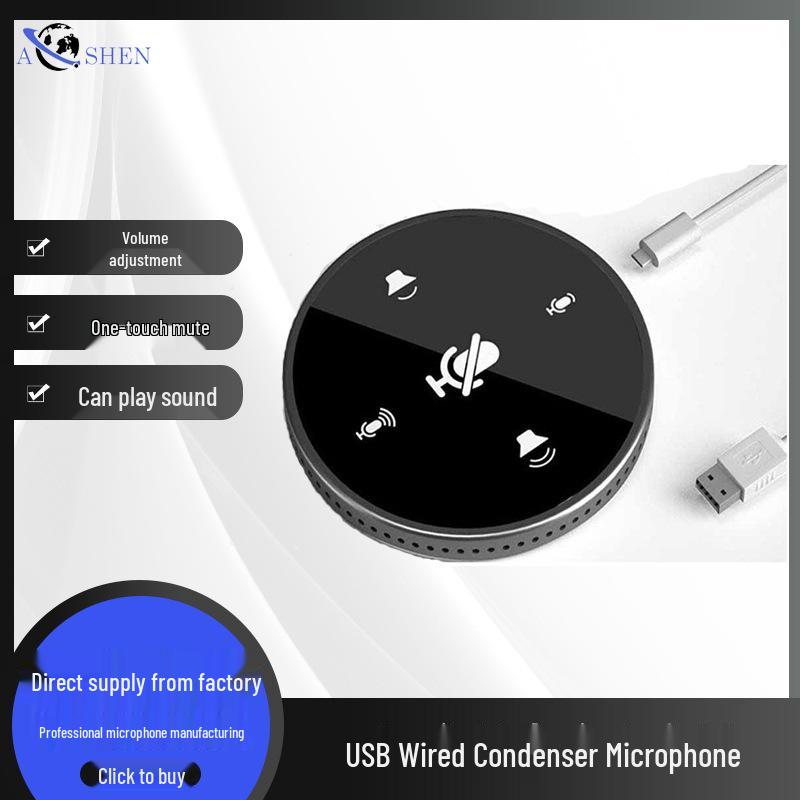 360° Omnidirectional USB Conference Microphone with Built-in Speaker