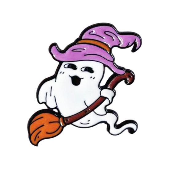 Halloween Cartoon Ghost Brooch, Spooky Pumpkin Tombstone Lapel Pin, Clothes Backpack Bag Decoration Accessories, Holiday Party Gift