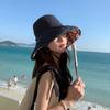 Double-Sided Bucket Hat For Women Vacation Style Flower Print Wide Brim Fisherman Hats Sun Hat