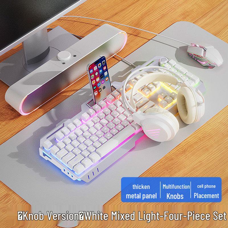 Wired Gaming Keyboard, Mouse & Headset Set - E-sports Mechanical Desktop Peripherals