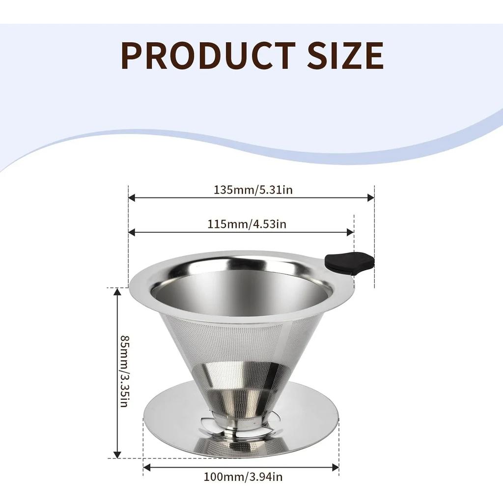304 Stainless Steel Double-layer Filter Screen Hand-brewed Coffee Filter Cup Ultra-fine Filter Screen No Filter Paper Required