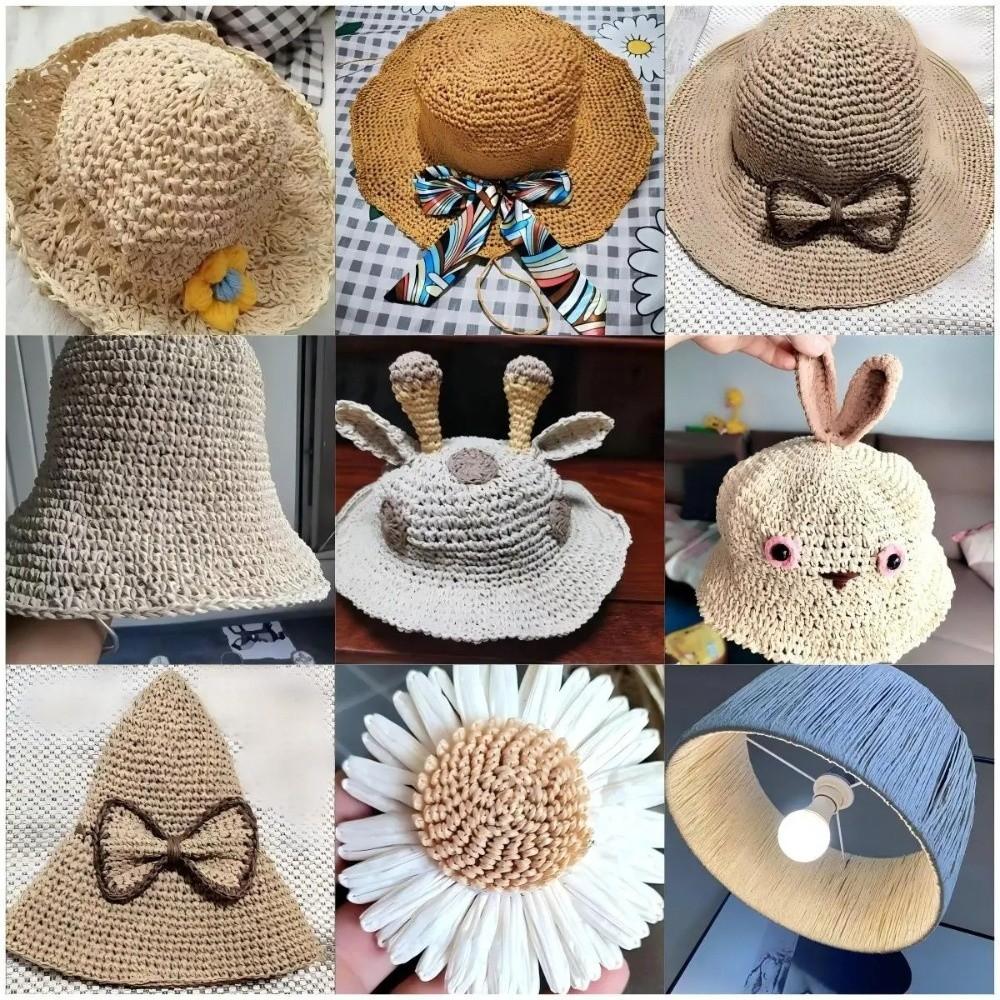 200g Natural Fiber Crochet Yarn 2-ply Yarn Hand Knitting Yarn Raffia Straw Yarn  Handcrafts Material