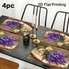 (2D Flat) 4pcs/6pcs Lavender Bouquet On Wood Place Mats, Kitchen Table Mat Sleek Dining Decor, Daily Dine, Kitchen Accent Dinner